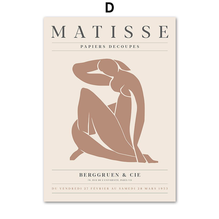 Tranh  Trừu Tượng Matisse Người Phụ Nữ Đường San Hô Vách Lá Tranh Canvas Nghệ Bắc Âu  In Hình Dán Tường Ms: 402