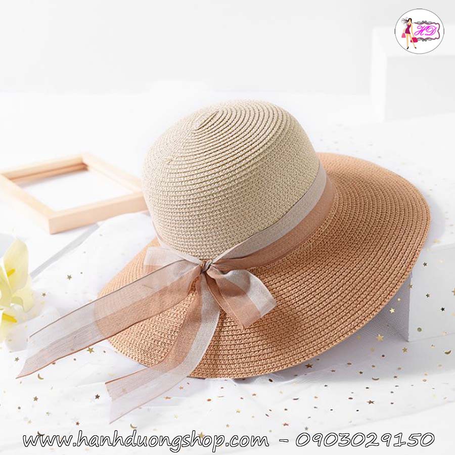 Nón cói nữ streamer nơ vải buộc, phối màu đẹp HQC4135