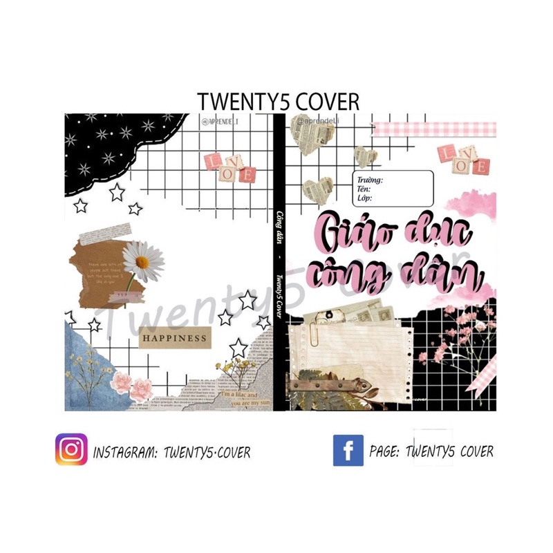 Set giấy bao tập - sách theo môn mẫu 02