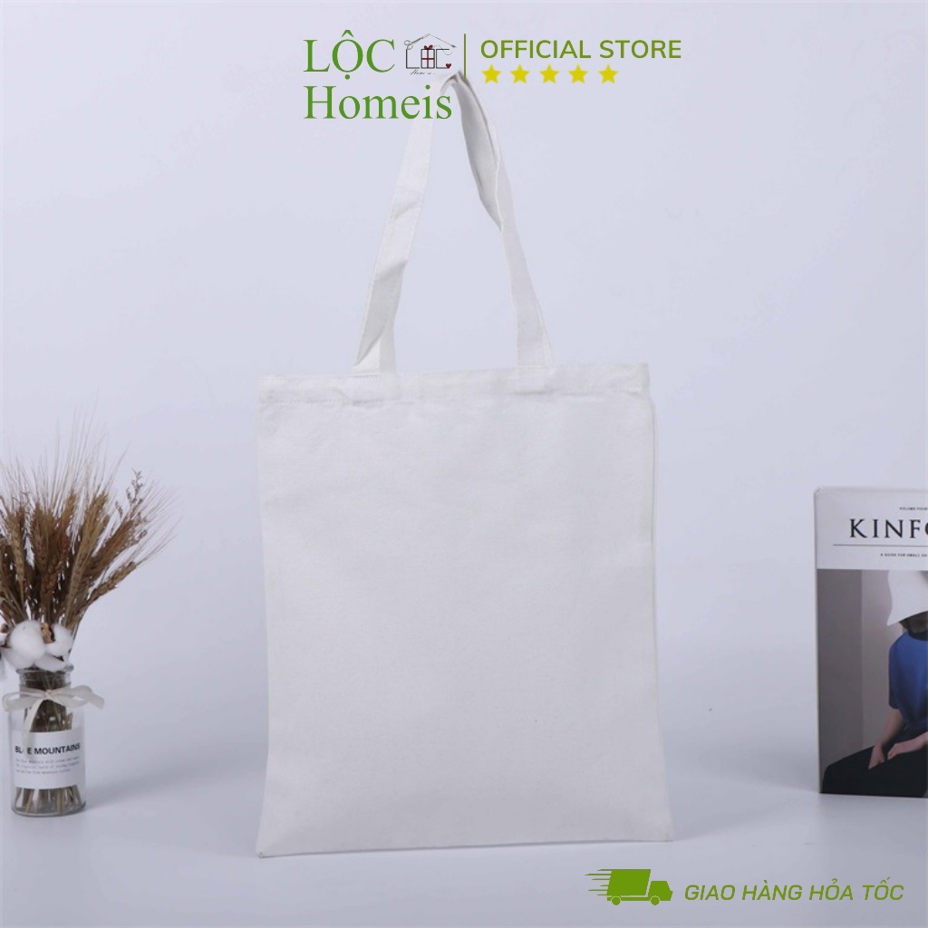 Túi Tote Vải Canvas (Vải Bố) Có Khóa Kéo Dùng Để Thêu, Vẽ Size 33x36 cm