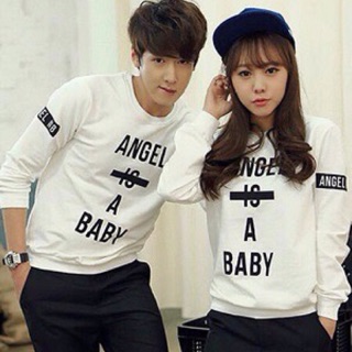 Áo nỉ sweater đôi thu đông angel