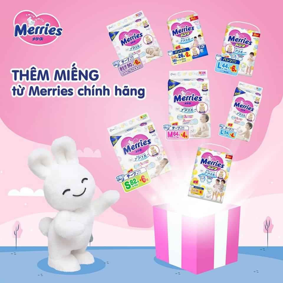 Tã/Bỉm Dán,Quần MERIES cộng miếng nội địa Nhật Bản an toàn, mềm mại đủ size S88/M68/L58/XL44 cho bé yêu