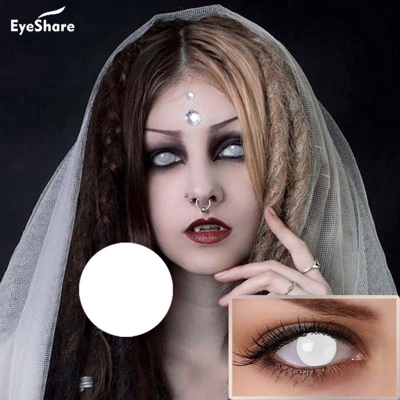 D'ORELLA 1 cặp  Phụ kiện anime cho mắt Cosplay Kính áp tròng màu Yealy Ues Halloween Eye Liên hệ Đen Trắng Yearly use 0.00 Degree