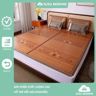 Chiếu trúc tăm vân gỗ, chiếu trúc lót lụa họa tiết ngẫu nhiên có ship hỏa tốc nội thành Hà Nội