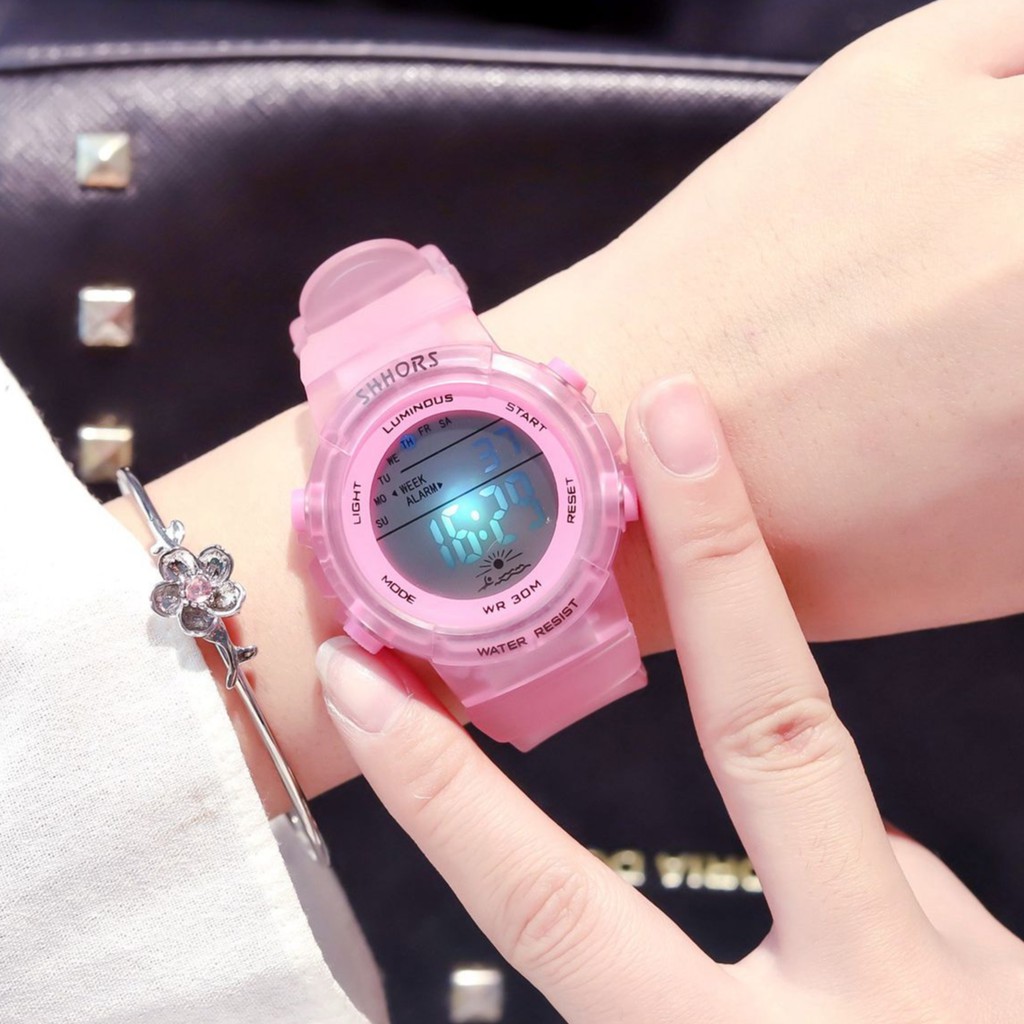 [Size nhỏ] Đồng hồ nữ thể thao Shhors hàng chính hãng dây cao su trong | BigBuy360 - bigbuy360.vn