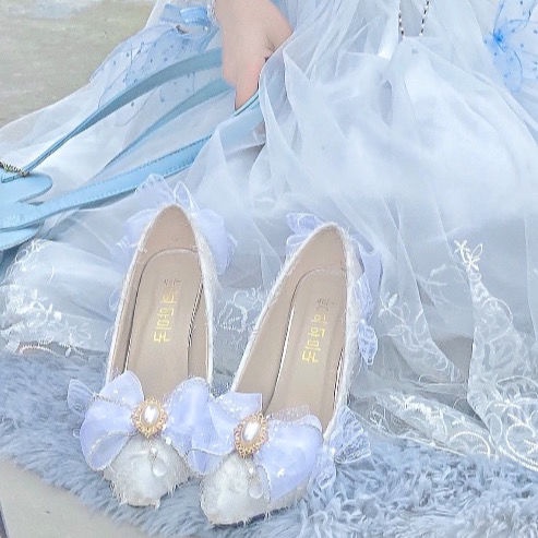 Tại chỗ giày cao gót thủ công trắng tinh khiết giày cao gót Lolita giày cao gót tòa án thanh lịch giày cao gót 8cm 9cm giày cao gót nhọn