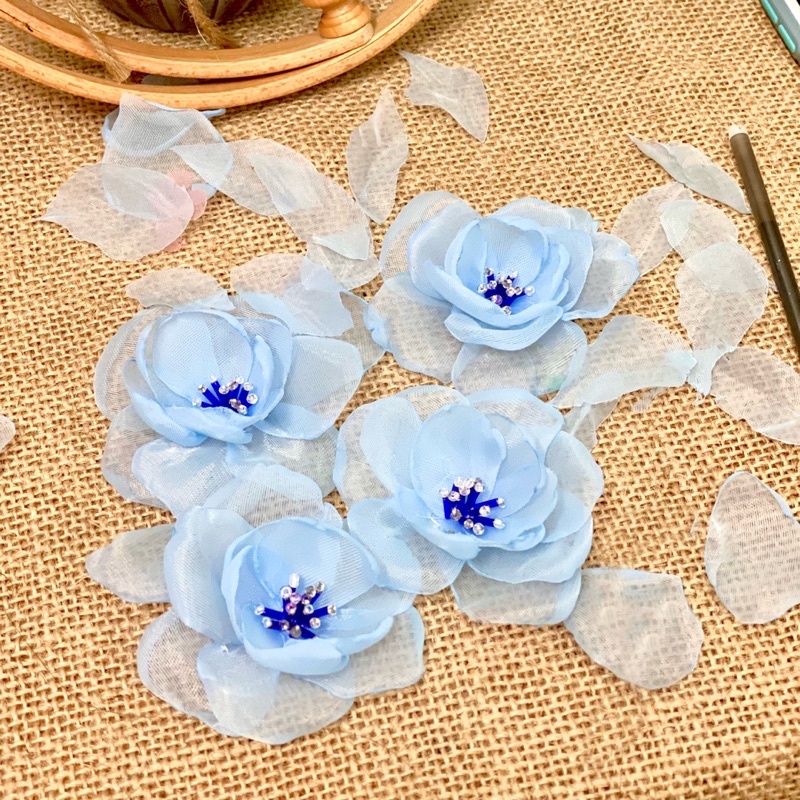 Hoa Voan Nhuỵ Đá đính kết đầm váy