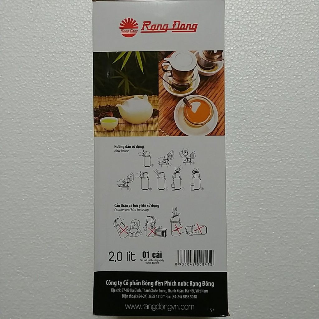 Bình Thủy 2 Lít Inox Rạng Đông RD 2045 ST1.E - Có cần rót nước