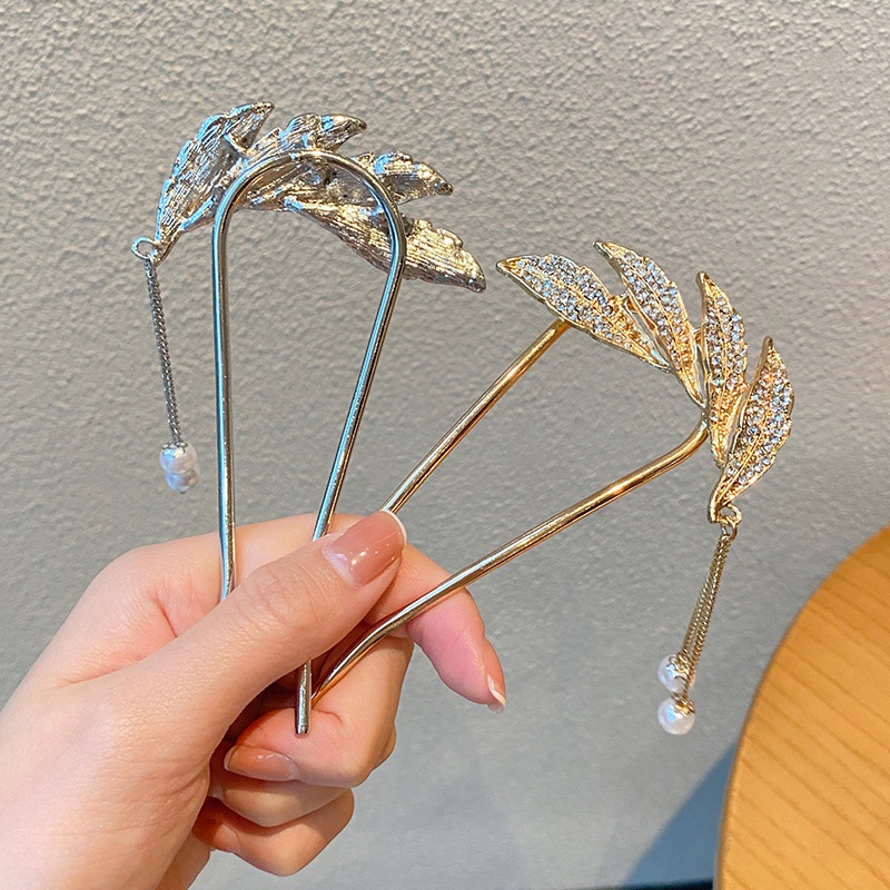 (MớI) Trâm CàI TóC HìNh Lông Vũ ĐíNh Đá Xinh XắN