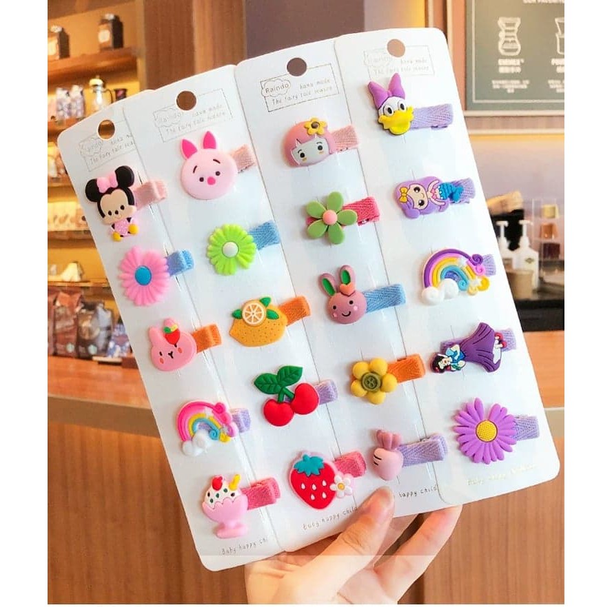 Set 5 Cặp Tóc Hoạt Hình Cho Bé Siêu Xinh