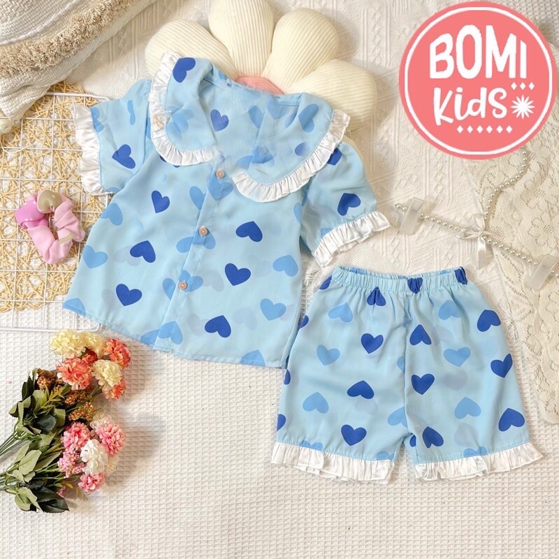 [ 12KG - 31KG] Đồ Bộ Bé Gái Mặc Nhà Pijama Lụa Mango Cộc Tay Cho Bé - Chất Vải Lụa mềm Mịn