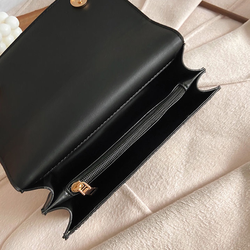 Túi đeo chéo khóa nam châm in chữ phong cách retro thời trang