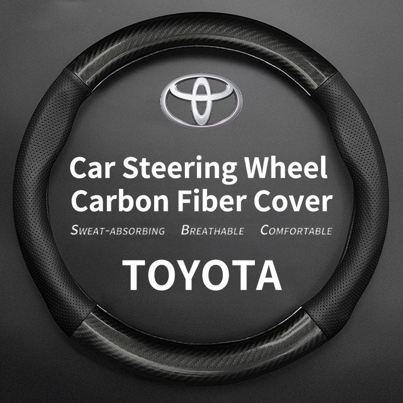 Vỏ Bọc Vô Lăng Bằng Sợi Carbon Cao Cấp Cho Xe Hơi Toyota Avanza Rush Kijiang Innova Calya Razie Yaris Corolla