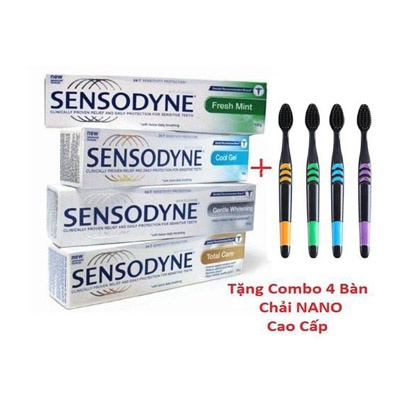 COMBO 6 Tuýt Kem đánh răng SENSODYNE chống ê buốt thái lan tặng 4 bàn chải NaNo CAO CẤP