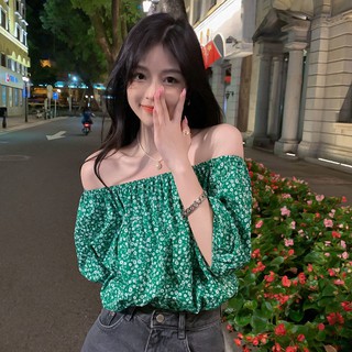 Áo trễ vai hoa nhí tay lỡ form rộng trẻ trung năng động TVHN001 SẴN