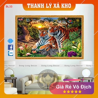 Tranh Dán Tường Gia Đình Hổ - SL33-Tranh 3d Động Vật- Song Long Decor
