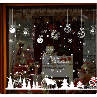 Decal trang trí Noel - Thành phố tuyết và rèm trái châu