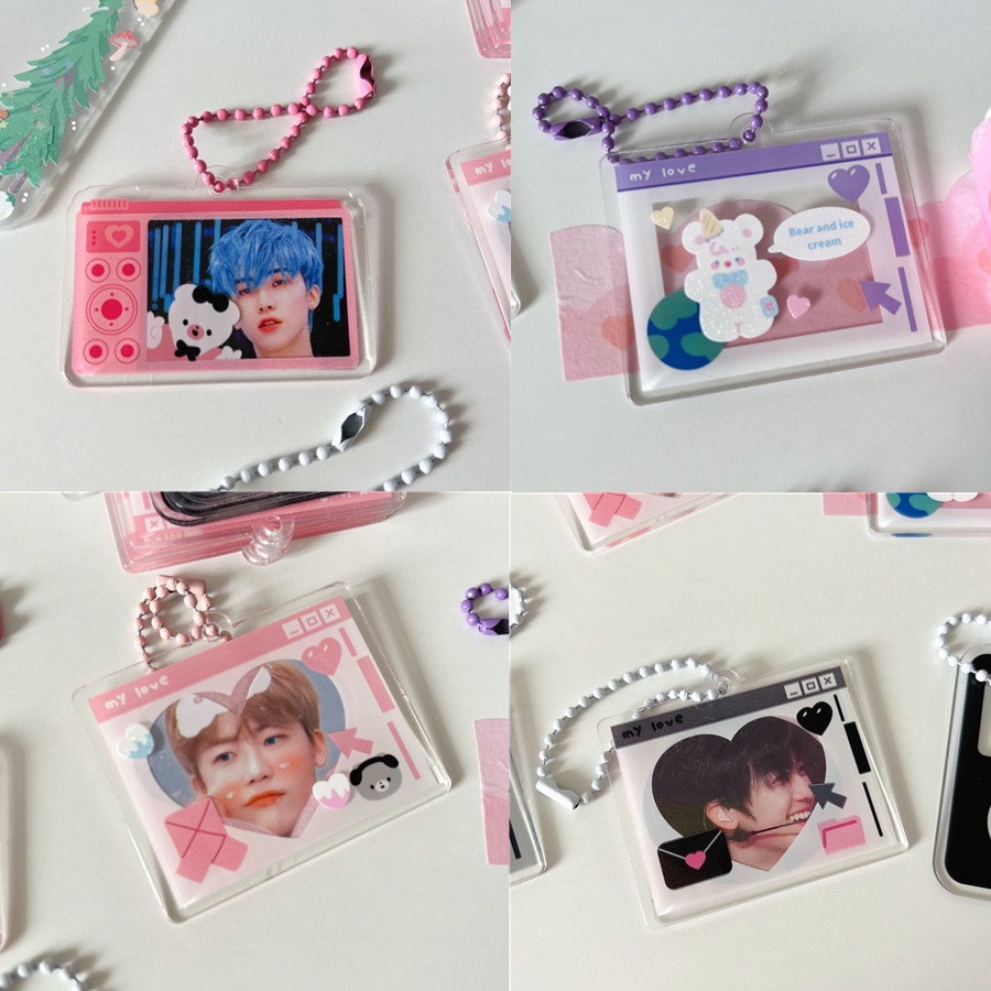 Móc Khóa Acrylic Hình Trái Tim KPOP Dễ Thương