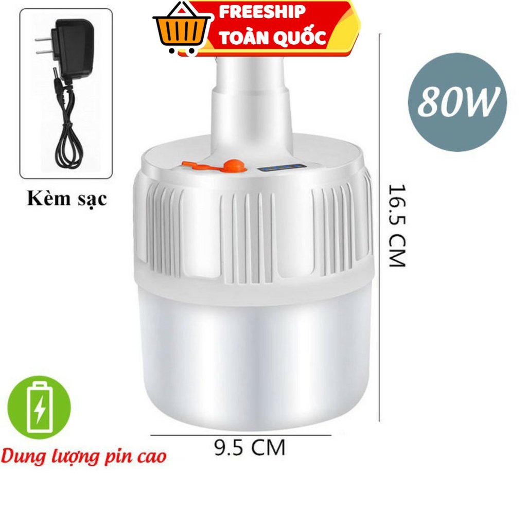 PVN20670 Bóng đèn sạc tích điện có móc treo 80W siêu bền T2 .
