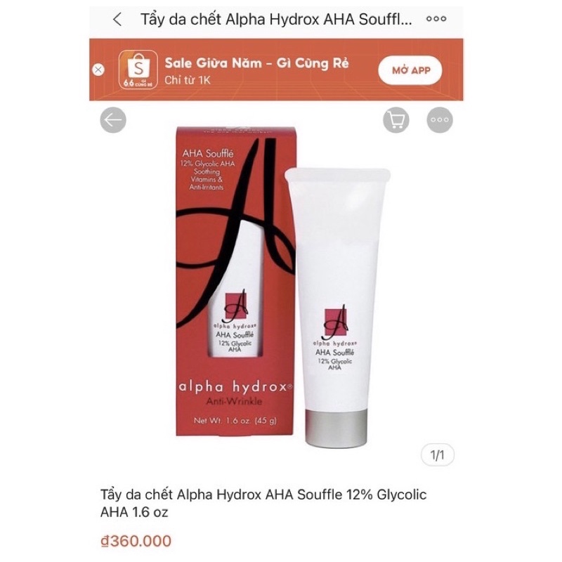 Tẩy da chết hóa học Alpha Hydrox AHA soufflé 12% Glycolic Aha | BigBuy360 - bigbuy360.vn
