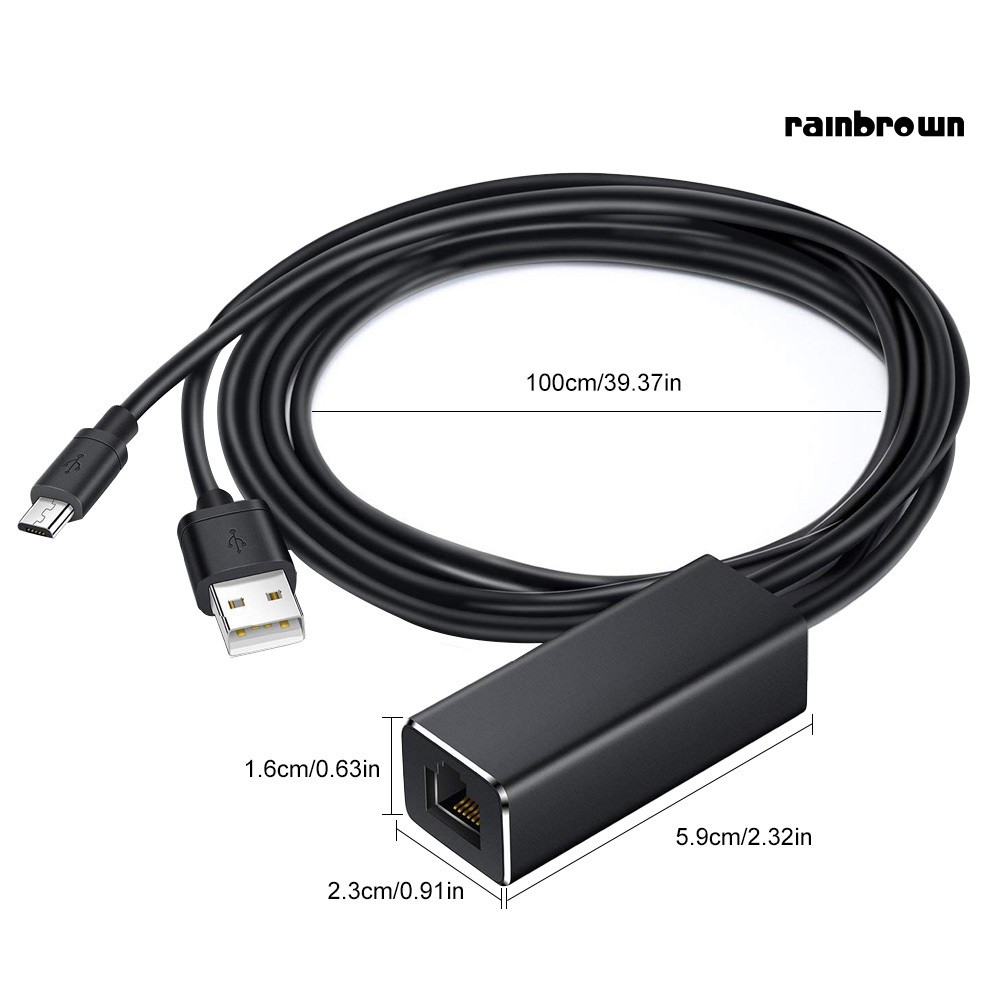 Cáp Chuyển Đổi 2 Trong 1 Micro Usb / Usb Sang Rj45 Ethernet Cho Chromecast Fire Tv Stick