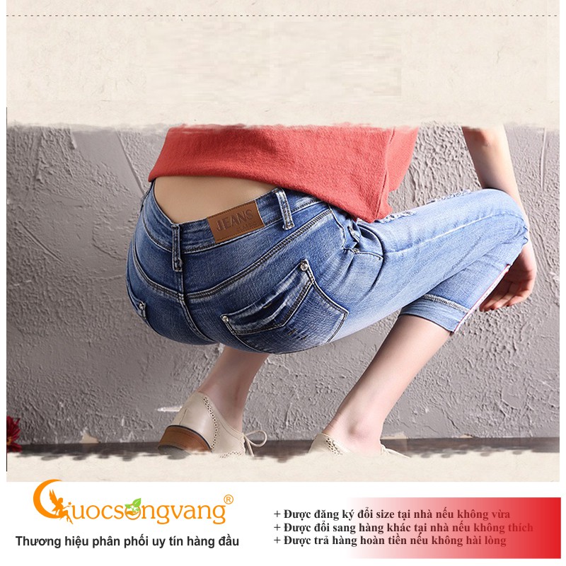 Quần lửng nữ mài quần nữ ống lỡ dáng ôm màu xanh biển GLQ091 Cuocsongvang
