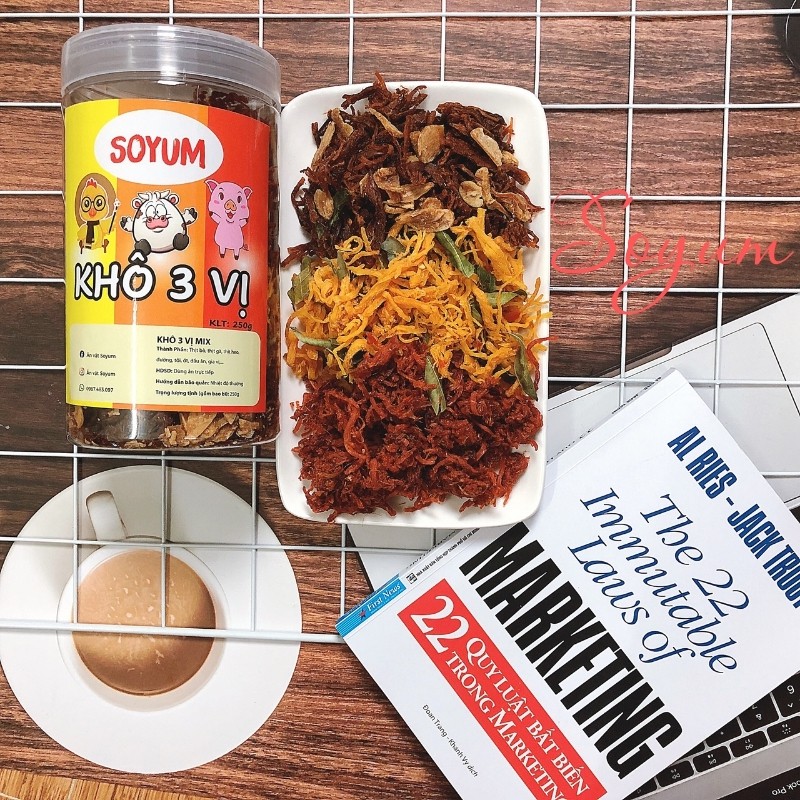 Khô gà lá chanh mix khô heo,khô bò hộp 250g, ăn vặt Soyum thơm ngon từng sợi | BigBuy360 - bigbuy360.vn