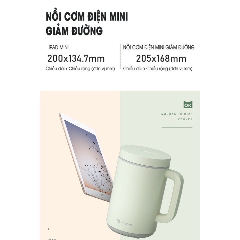NỒI CƠM ĐIỆN MINI TÁCH ĐƯỜNG MOKKOM CHÍNH HÃNG - bảo hành 6 tháng