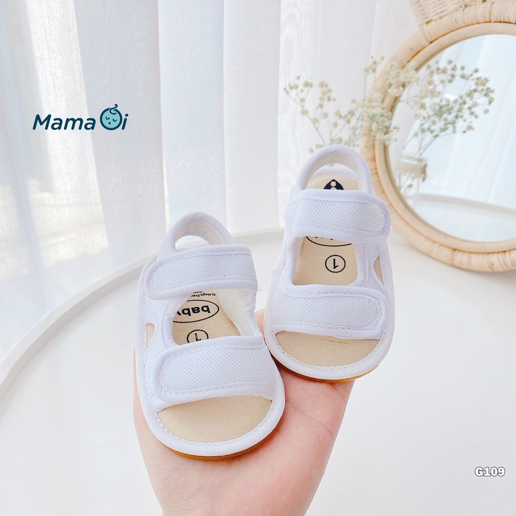 G109 Giày tập đi cho bé sandal màu trắng đế cao su mềm chống trượt bám dính cho bé tập đi của Mama Ơi -Thời trang cho bé