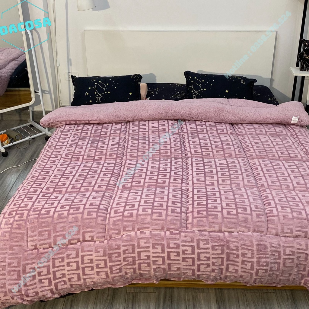 Chăn lông cừu chữ vạn 2mx2m3 chăn mùa đông dày bông đắp nhẹ siêu phẩm 2022 nặng 3.3kg