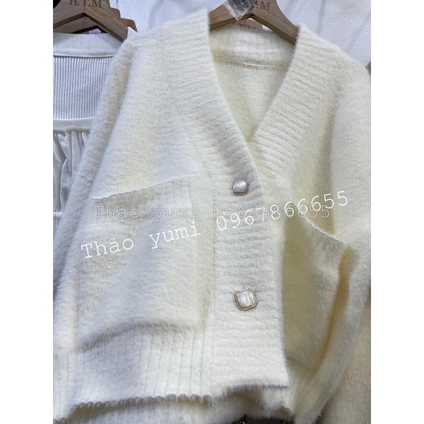 SẴN Áo len cardigan lông thỏ khuy vàng hàng chuẩn LOẠI 1