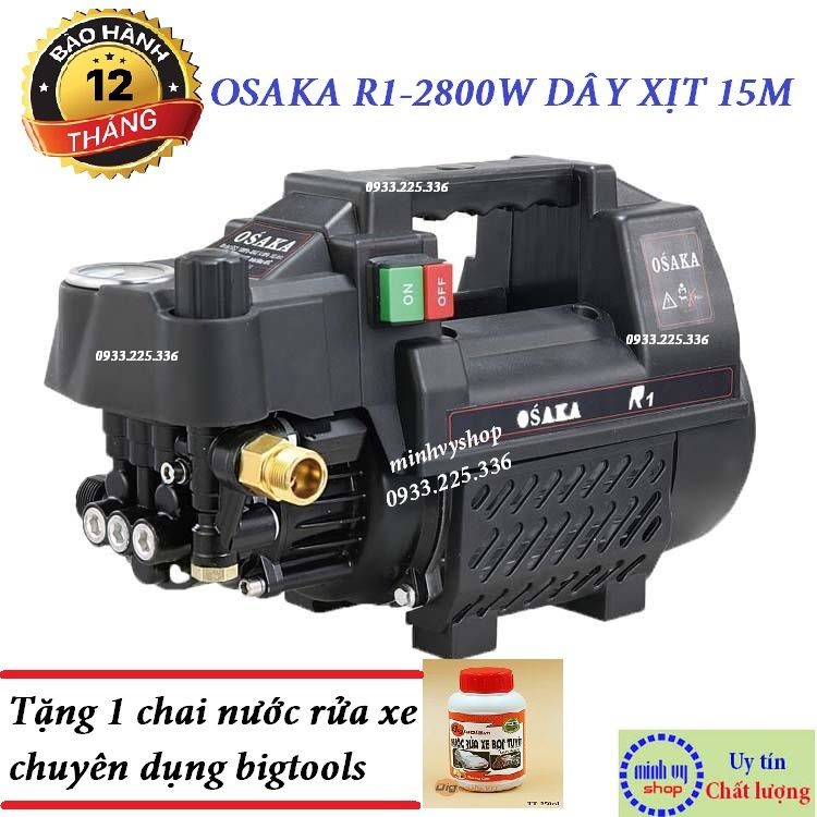 Máy rửa xe mini gia đình có chỉnh áp OSAKA R1 tặng kèm 1 chai nước rửa xe chuyên dụng