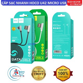 Cáp sạc nhanh hoco u42 1.2m microusb chính hãng i 2 đầu cáp l chống đứt, chống rối