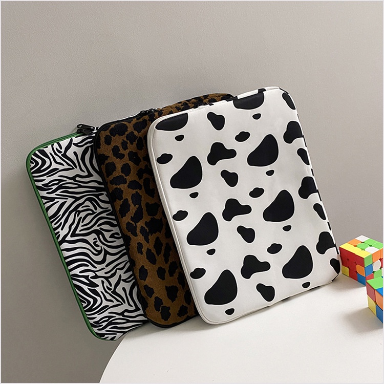 Túi đựng bảo vệ laptop 13/11 inch in vân da bò phong cách Hàn Quốc độc đáo