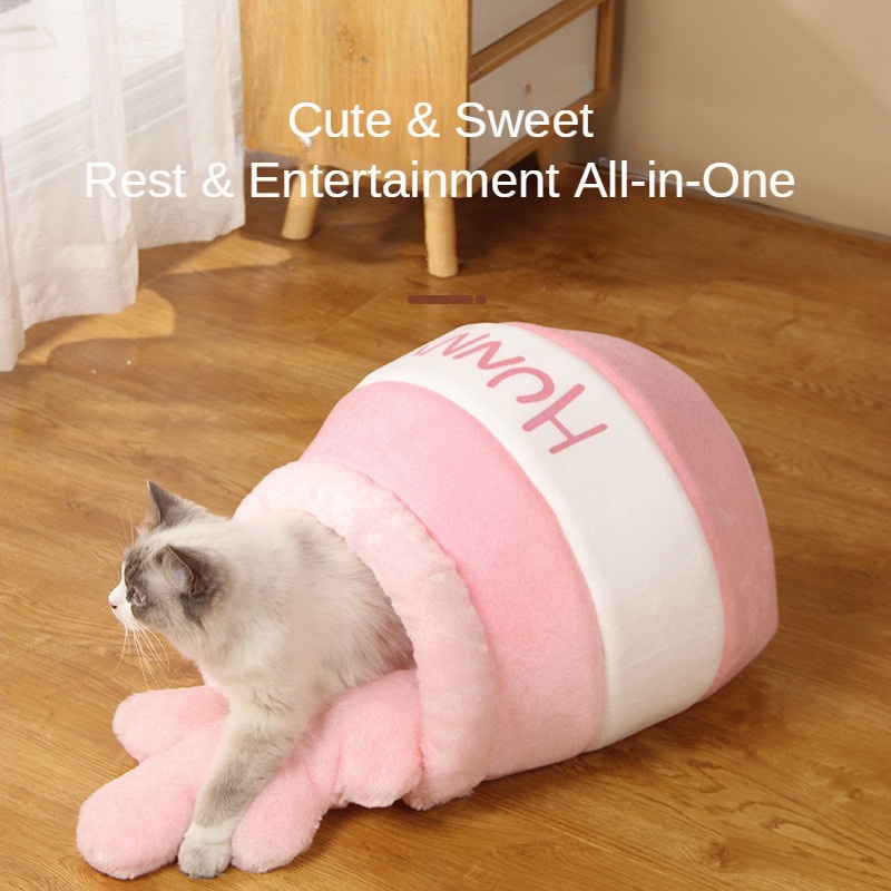 ♡ F.S ♡Hình dạng nồi mật ong mới siêu dễ thương giường mèo giường mèo nhà mèo giường vật nuôi