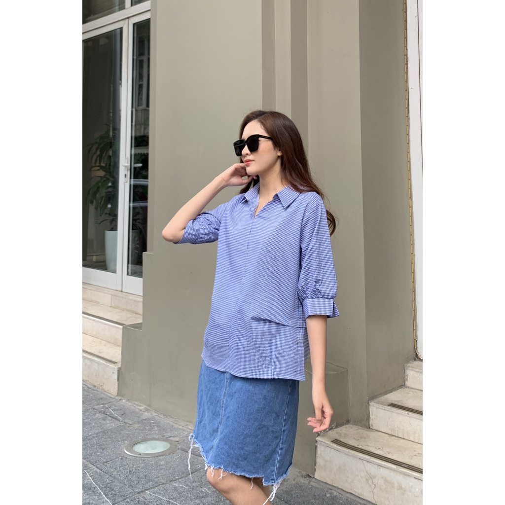 Áo sơ mi kẻ caro không thể bỏ lỡ, Chất cotton Hàn Quốc_A7006
