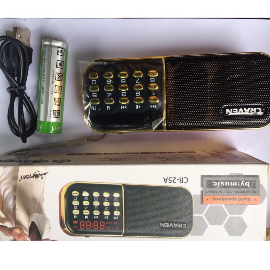 Loa đài Craven CR 25A, máy nghe nhạc đọc kinh phật dùng thẻ nhớ/USB nghe tiếng Anh cho bé