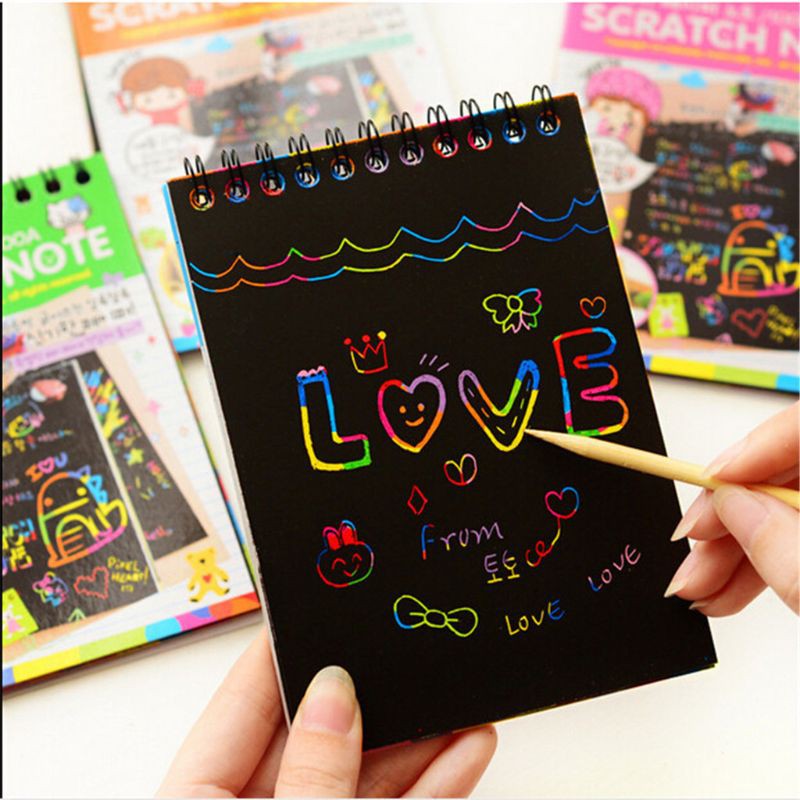 ★TOY♣ Scratch Sketch Art Notes Rainbow Scratch Magic Doodle Notes Perfect Travel Activity Gift
