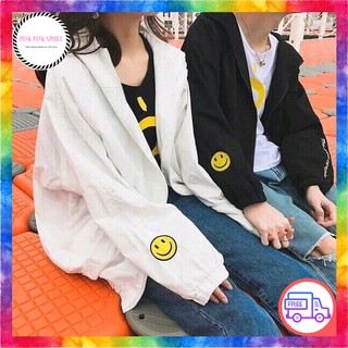 Áo khoác dù nam nữ in hình mặt cười