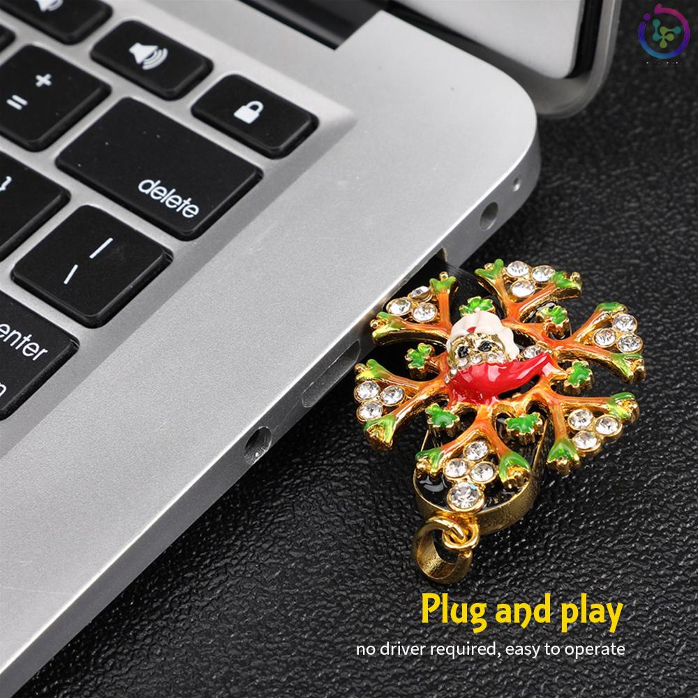 USB 2.0 U Disk Creative Christmas U Disk Portable High-speed Transmission U Disk Crystal Snowflakes 128GB