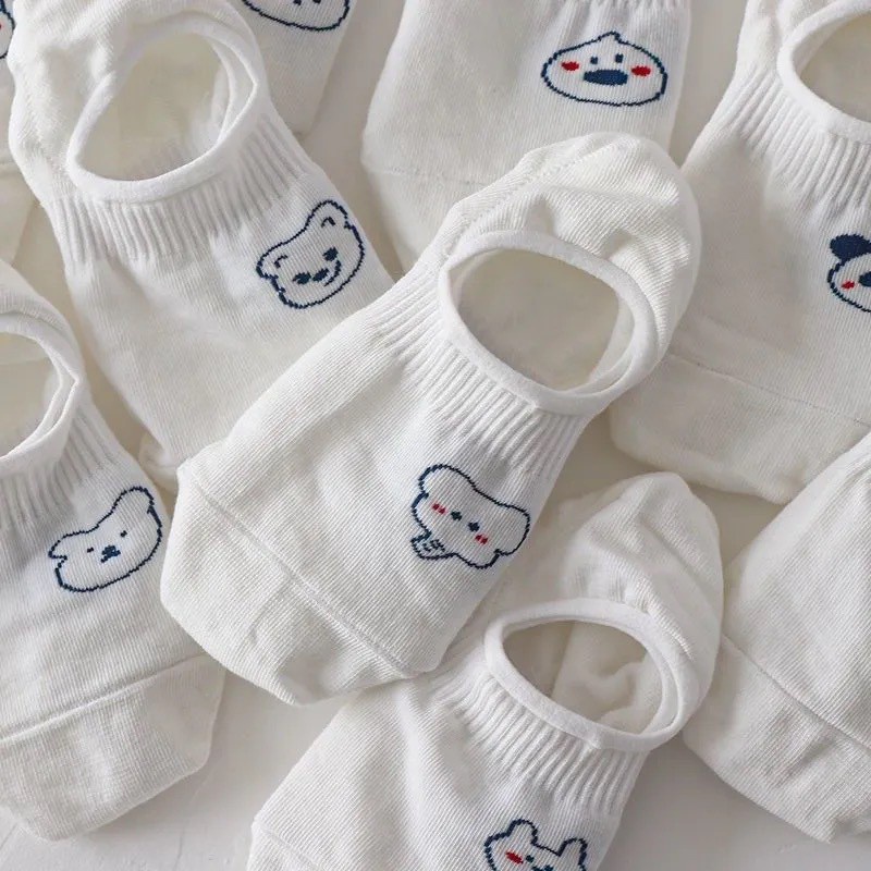 MVP1695 đôi tất trắng cổ ngắn in hình đáng yêu cho nữ hot trend