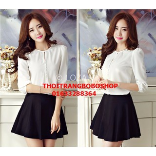 ❣️freeship❣️áo sơ mi phối nút nana