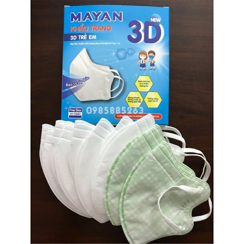 Khẩu Trang người lớn và trẻ em MAYAN PM2.5 3D MASK cao cấp , 1 hộp 10 chiếc