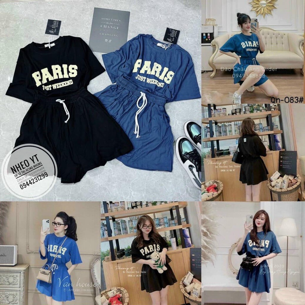 Set Bộ đùi ống rộng dáng váy Paris FREESIZE chất cotton cao cấp siêu đẹp by Jiin shop | BigBuy360 - bigbuy360.vn