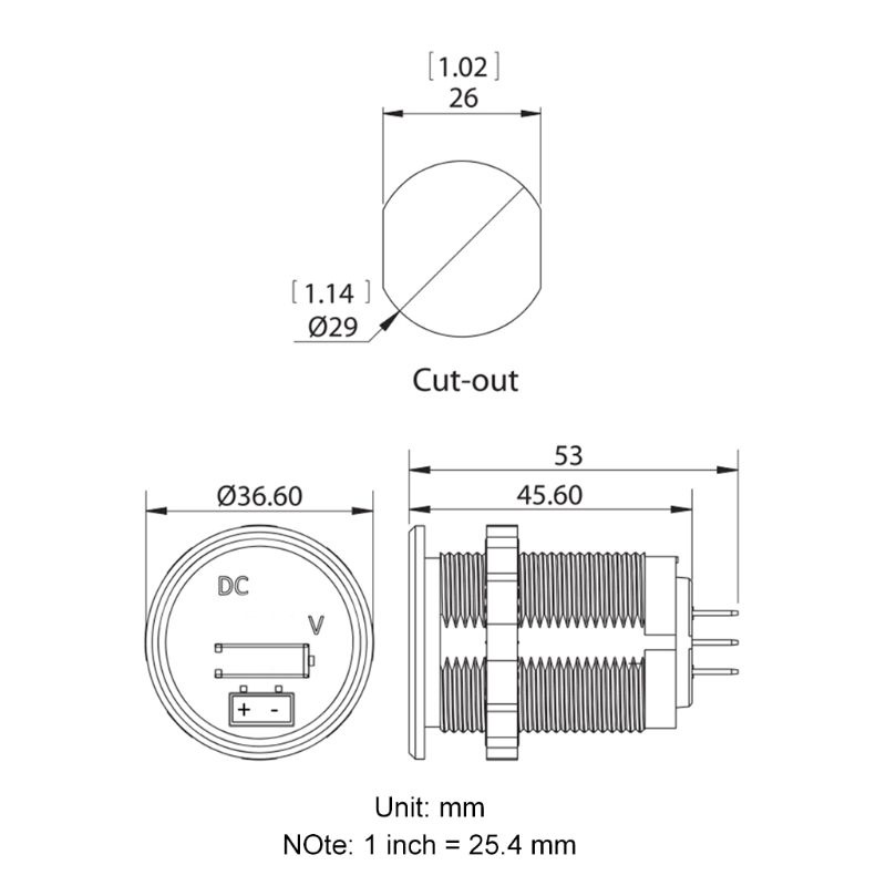 Máy Đo Điện Áp Kỹ Thuật Số Mini Màn Hình Led Chống Nước Cho Xe Hơi Xe Tải Xe Máy Tàu Thuyền DC
