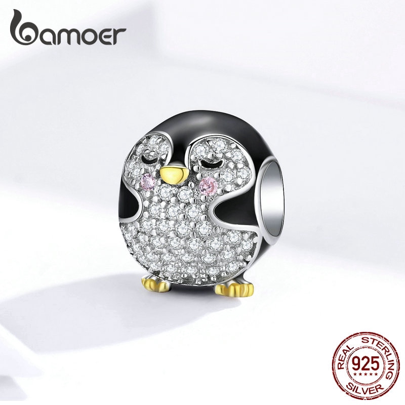 bamoer Hạt charm hình chim cánh cụt đáng yêu