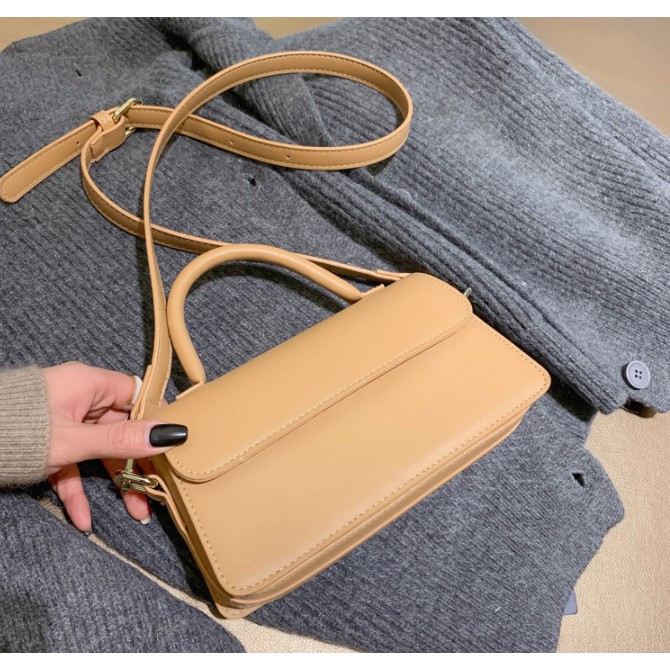 Túi xách đeo chéo nữ kiểu dáng ngang trơn mới phiên bản Hàn Quốc da đẹp