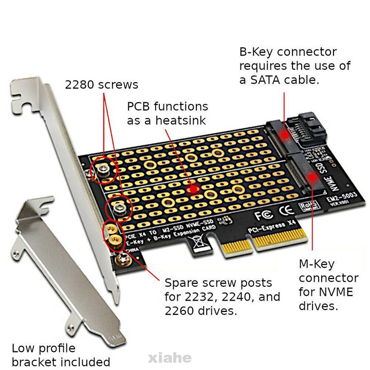 Adapter chuyển đổi M.2 PCIe NVMe cho máy tính để bàn MA15