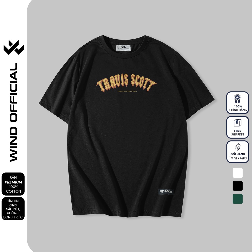 Áo thun tay lỡ unisex WIND phông form rộng 65% TRAVIS thời trang nam nữ oversize