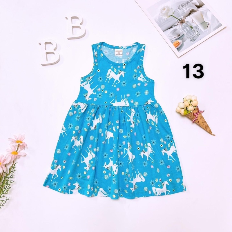 Váy thun hè cotton sát nách VNXK bé gái